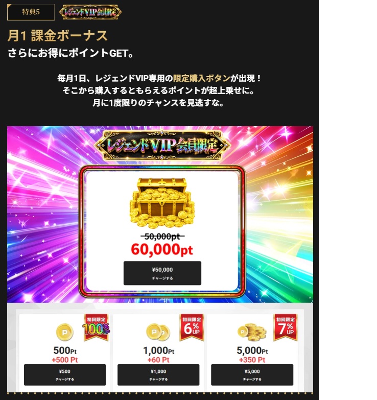 エクストレカ レジェンドVIP 特典5 月1課金ボーナス