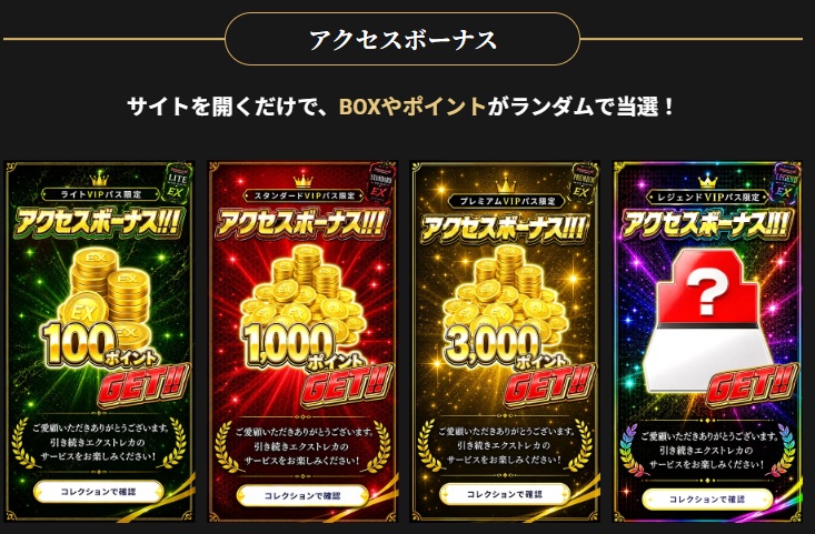 エクストレカ VIPパス アクセスボーナス